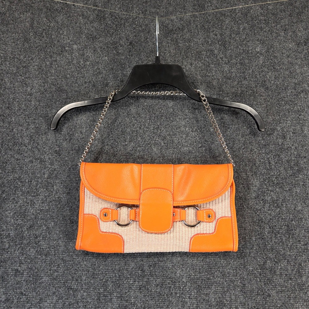 Woven Straw Chain & Faux Leather Envelope Clutch Shoulder Bag Chain Strap Raffia - Picture 5 of 14